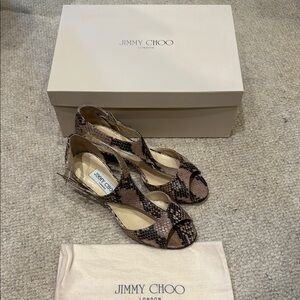 Jimmy Choo Brown Peep-Toe Heels